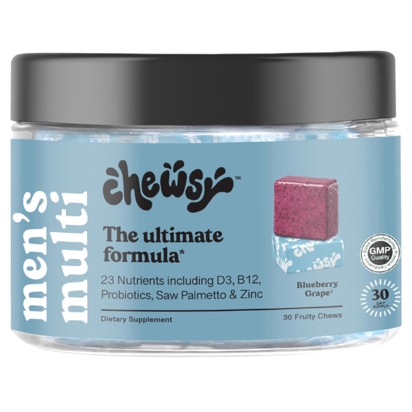 CHEWSY - Mens Multivitamin Chews - Immune and Energy Support Vitamin A B12 C D3 E Folic Acid Probiotics Zinc - 30-Day Supply